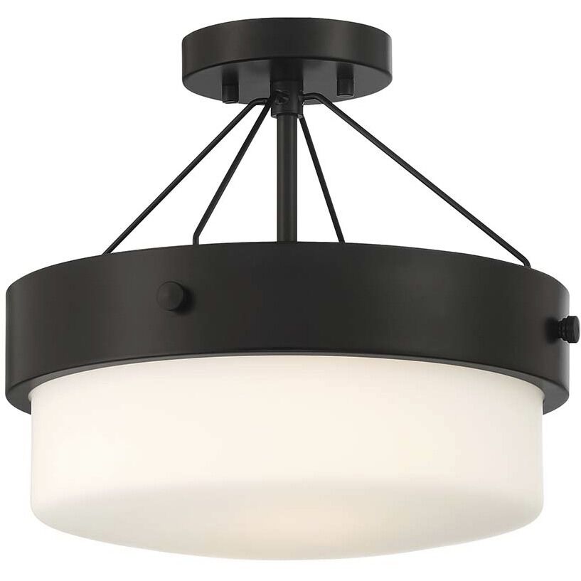 Oak Street 2 Light 13 inch Flat Black Convertible Semi Flush Ceiling Light